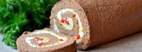 рулет из отварной печени с пикантной начинкой. Шаг 13