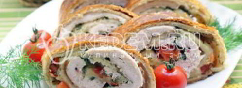 рулет с курицей и помидорами. Шаг 9