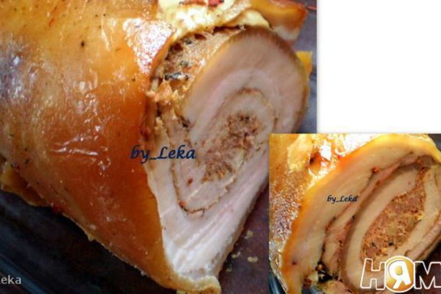 Рецепт рулета с мясом и яблоками