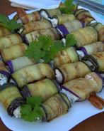 Рулетики из баклажан с тремя начинками
