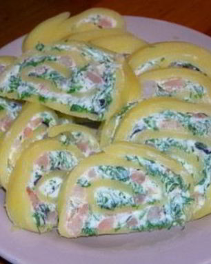 Сырный рулет с креветками