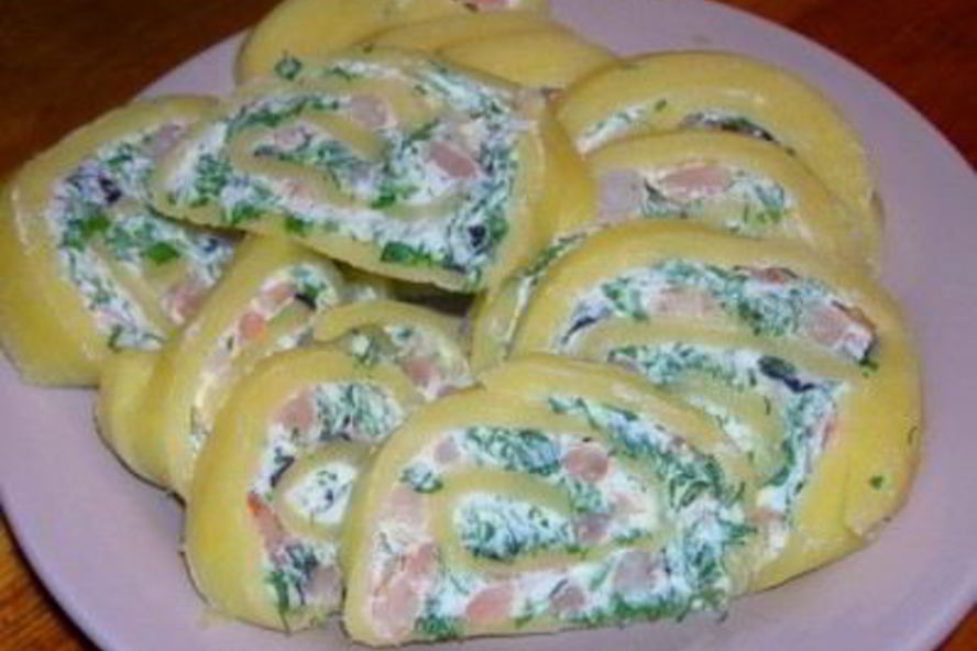 Рецепт сырного рулета с креветками