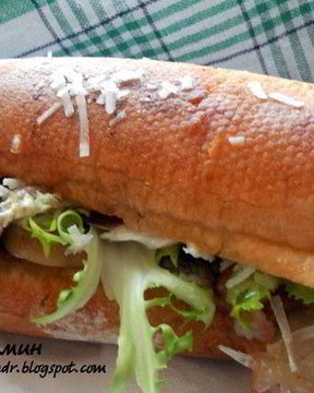 Сэндвич с шампиньонами и копченым беконом