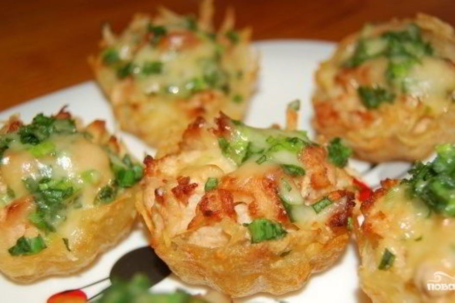 Рецепт картофельных тарталеток с начинкой