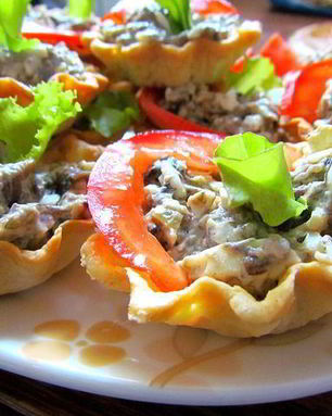 Тарталетки с грибной начинкой