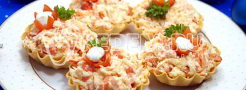 тарталетки с крабовым салатом. Шаг 6