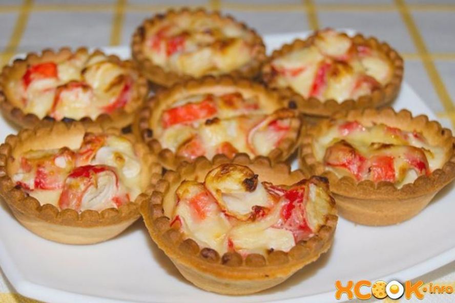 Рецепт тарталеток с крабовыми палочками и сыром