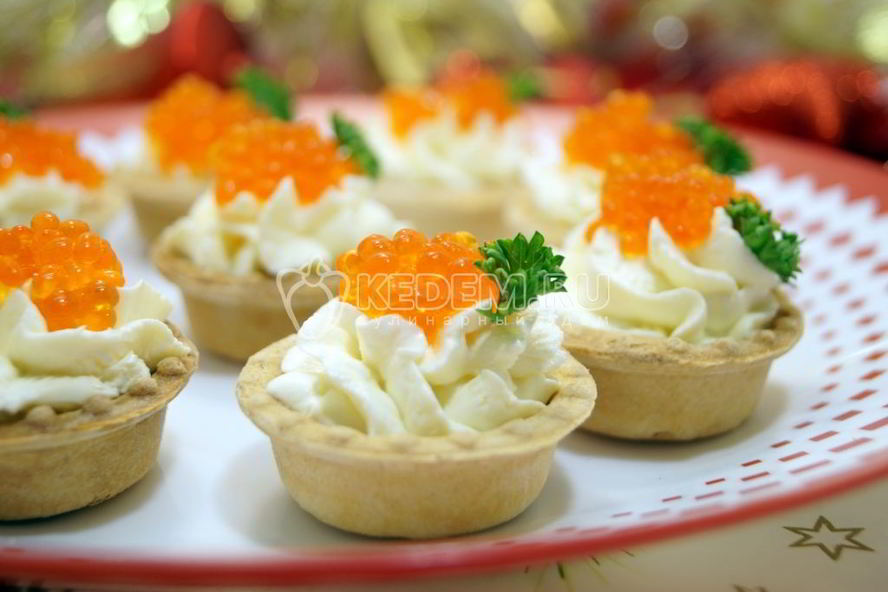 Рецепт тарталеток с красной икрой