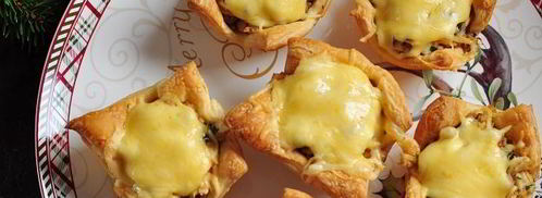 тарталетки с курицей, грибами и сыром. Шаг 12