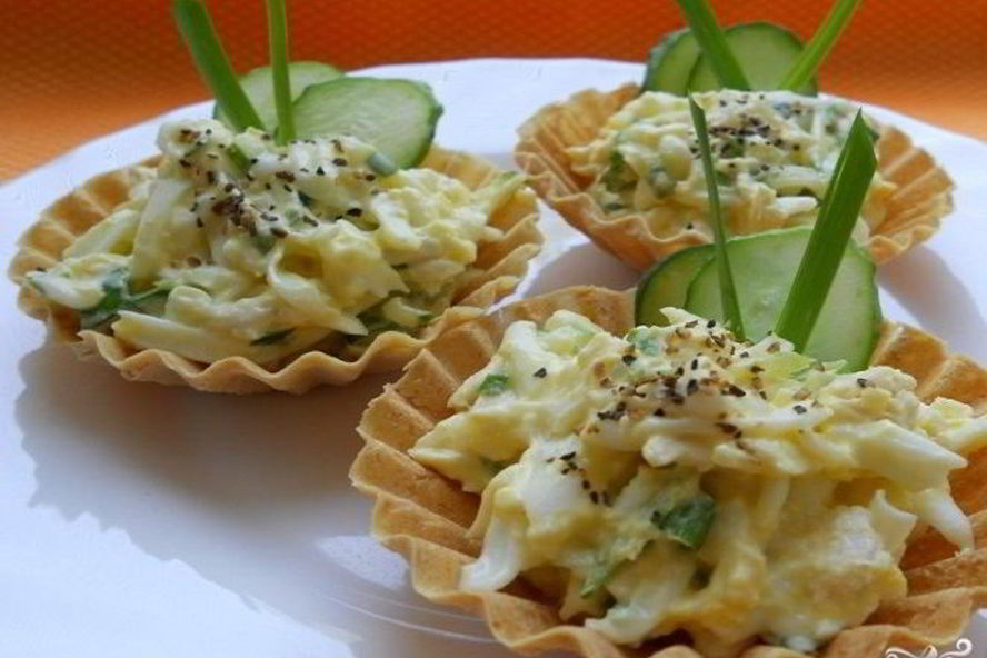 Рецепт тарталеток с курицей и огурцом