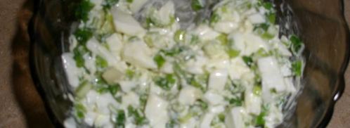 тарталетки с печенью трески и яйцом, зеленым луком и укропом. Шаг 5