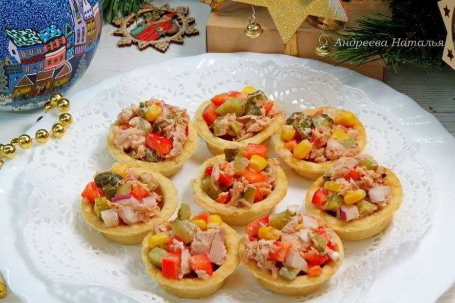 Рецепт тарталеток с салатом из тунца