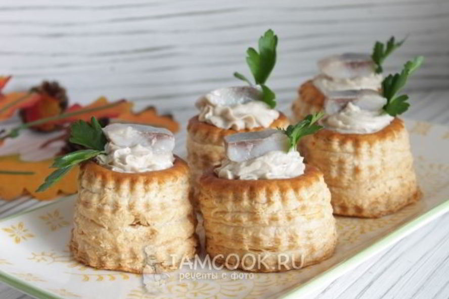 Рецепт тарталеток с сельдью и творогом