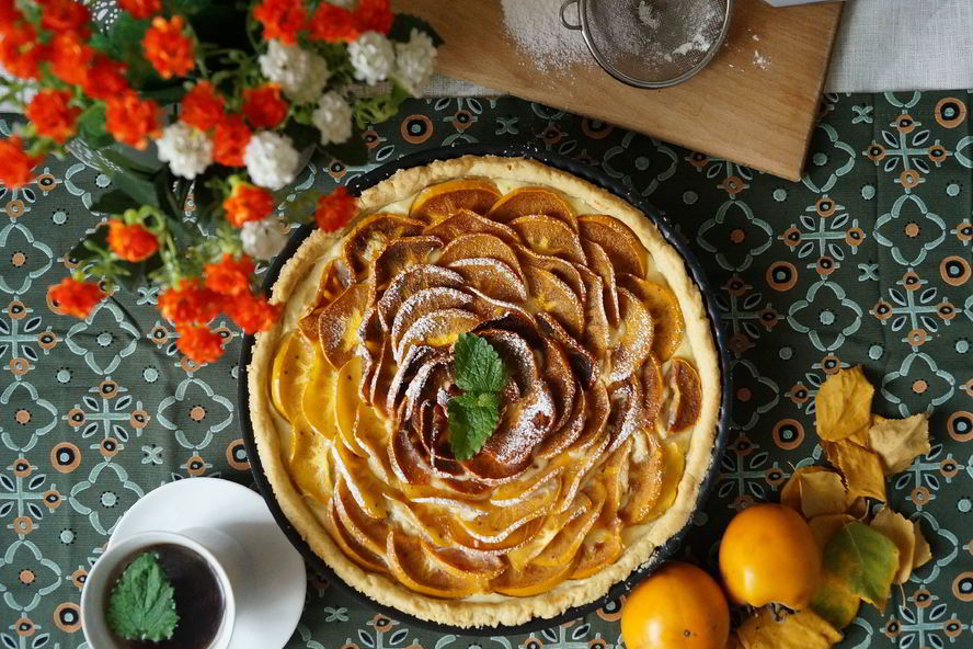 Рецепт тарта с рикоттой и хурмой