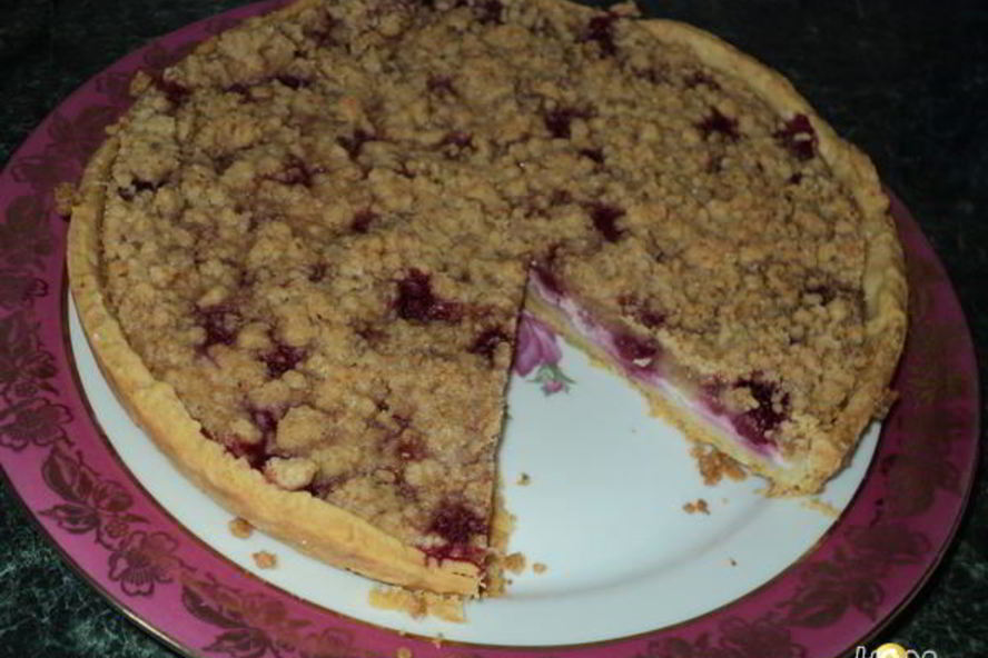 Рецепт тарта с творогом и малиной