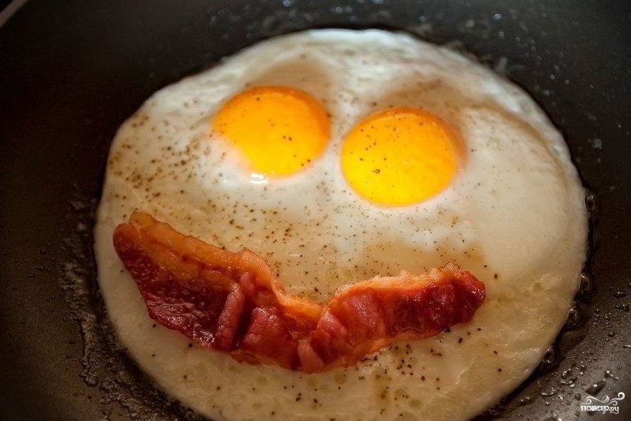 Рецепт яичницы с ветчиной