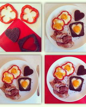 Яичница в хлебе и сладком перце