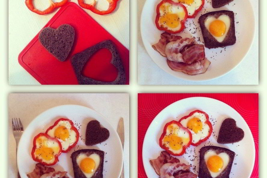 Рецепт яичницы в хлебе и сладком перце