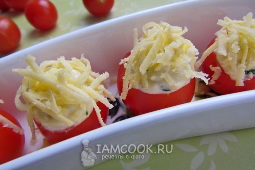 Рецепт закуски из помидоров с чесноком и сыром