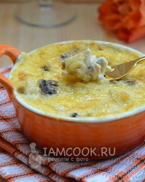 Жульен с курицей и шампиньонами в духовке